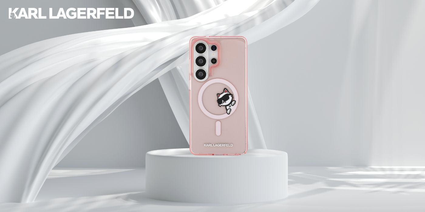Dėklas Karl Lagerfeld IML Peekaboo Choupette MagSafe Samsung Galaxy S26 Ultra rožinės spalvos aprašymas - Prekės nuotrauka