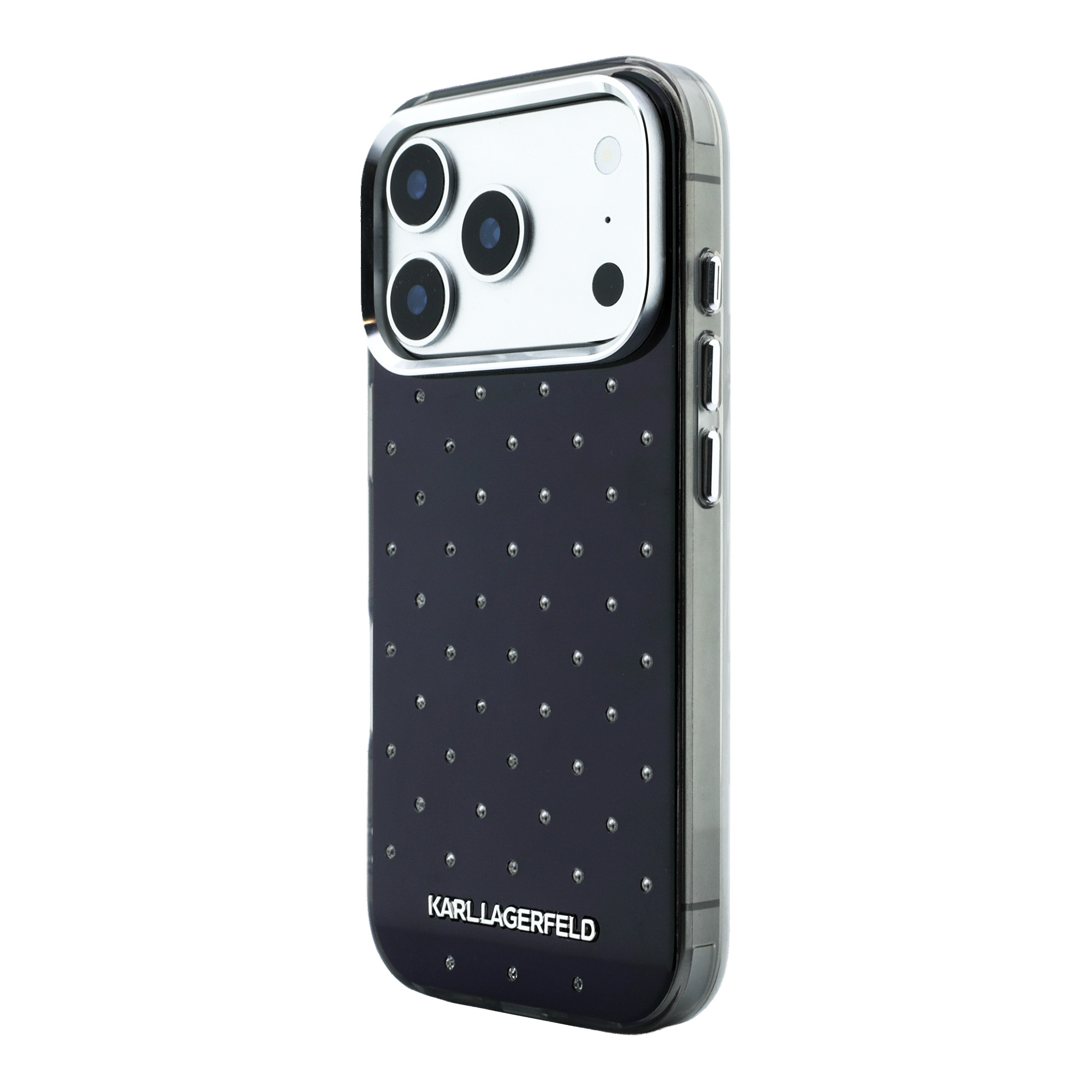 Dėklas Karl Lagerfeld IML Rhinestones Allover and Electroplated Logo skirtas iPhone 18Pro Max/17 Pro Max b aprašymas - Prekės nuotrauka