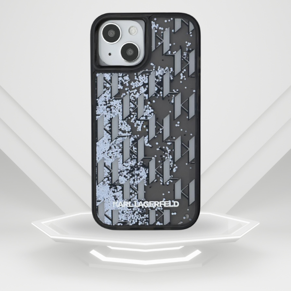 Dėklas Karl Lagerfeld Liquide Glitter Monogram Gradient Apple iPhone 15 juodos spalvos aprašymas - Prekės nuotrauka Dėklas Karl Lagerfeld Liquide Glitter Monogram Gradient Apple iPhone 15 juodos spalvos aprašymas - Prekės nuotrauka