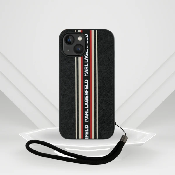 Dėklas Karl Lagerfeld Saffiano Athleisure Stripes Cord skirtas Apple iPhone 15 red aprašymas - Prekės nuotrauka Dėklas Karl Lagerfeld Saffiano Athleisure Stripes Cord skirtas Apple iPhone 15 red aprašymas - Prekės nuotrauka