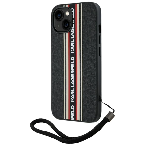Dėklas Karl Lagerfeld Saffiano Athleisure Stripes Cord skirtas Apple iPhone 15 red aprašymas - Prekės nuotrauka Dėklas Karl Lagerfeld Saffiano Athleisure Stripes Cord skirtas Apple iPhone 15 red aprašymas - Prekės nuotrauka