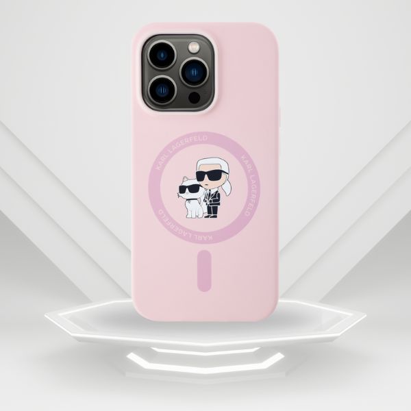 Dėklas Karl Lagerfeld Silicone Karl&Choupette MagSafe Apple iPhone 14 Pro Max rožinės spalvos aprašymas - Prekės nuotrauka