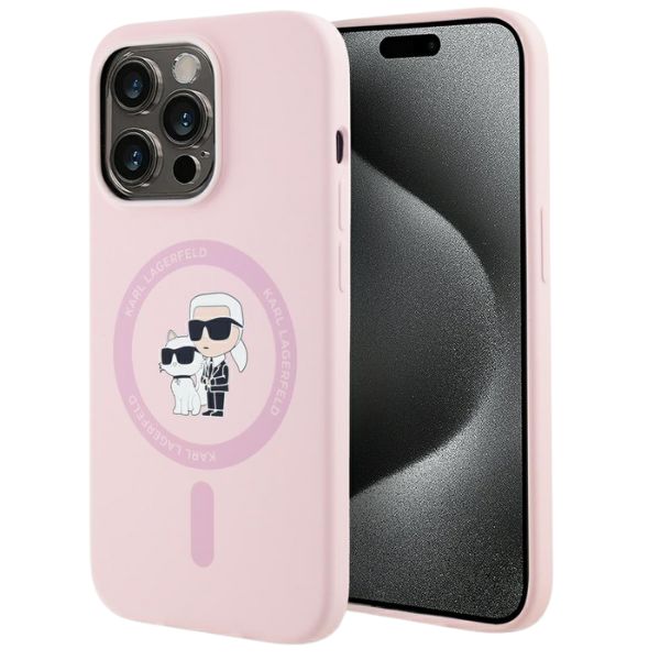 Dėklas Karl Lagerfeld Silicone Karl&Choupette MagSafe Apple iPhone 14 Pro Max rožinės spalvos aprašymas - Prekės nuotrauka