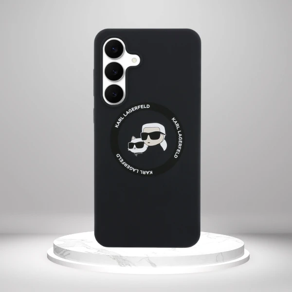 Dėklas Karl Lagerfeld Silicone Karl&Choupette Heads MagSafe skirtas Samsung Galaxy S25 FE juodos spalvos aprašymas - Prekės nuotrauka