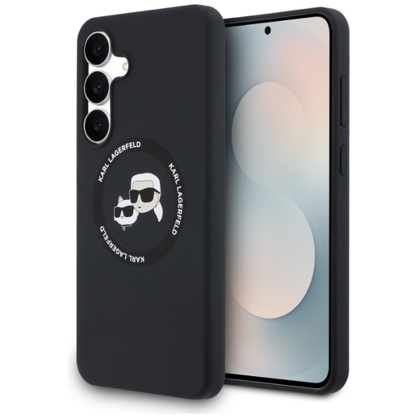 Dėklas Karl Lagerfeld Silicone Karl&Choupette Heads MagSafe skirtas Samsung Galaxy S25 FE juodos spalvos aprašymas - Prekės nuotrauka