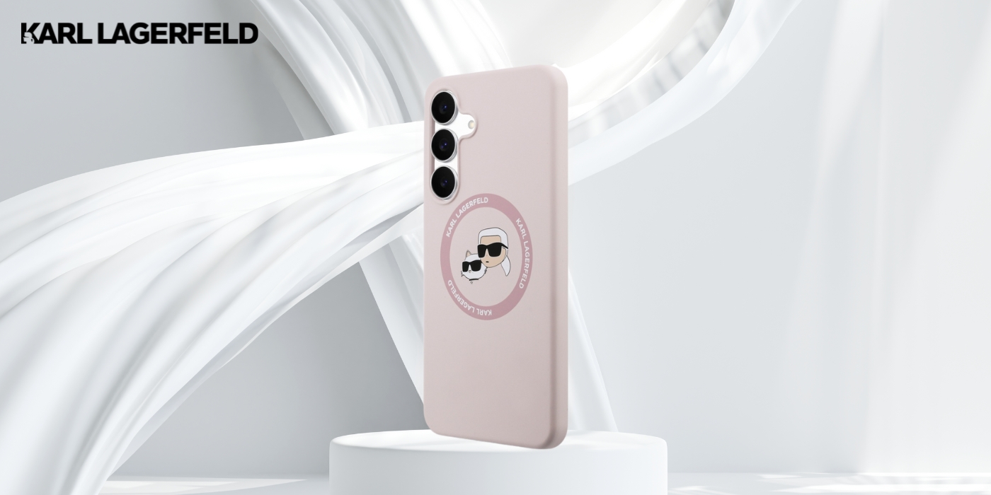 Dėklas Karl Lagerfeld Silicone Karl&Choupette Heads MagSafe skirtas Samsung Galaxy S25 FE rožinės spalvos aprašymas - Prekės nuotrauka