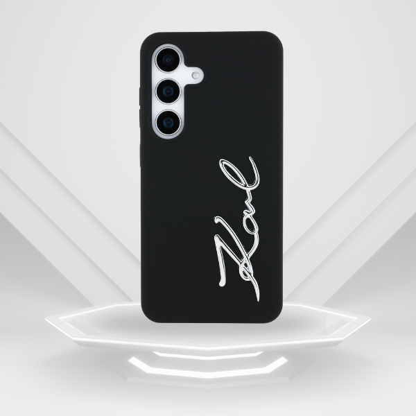 Dėklas Karl Lagerfeld Silicone Metal Signature Logo Samsung Galaxy S25 juodos spalvos aprašymas - Prekės nuotrauka
