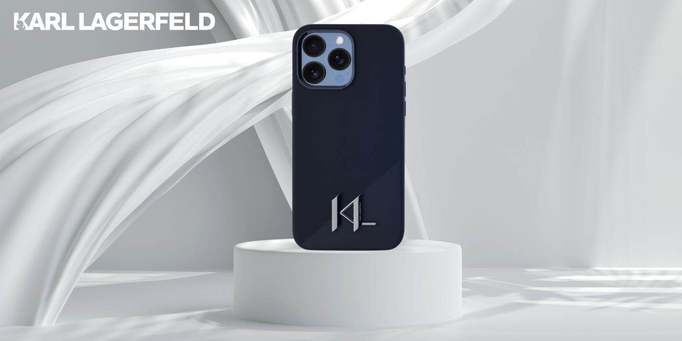 Dėklas Karl Lagerfeld Silicone Shadow Metal Initial MagSafe Apple iPhone 15 Pro juodos spalvos aprašymas - Prekės nuotrauka