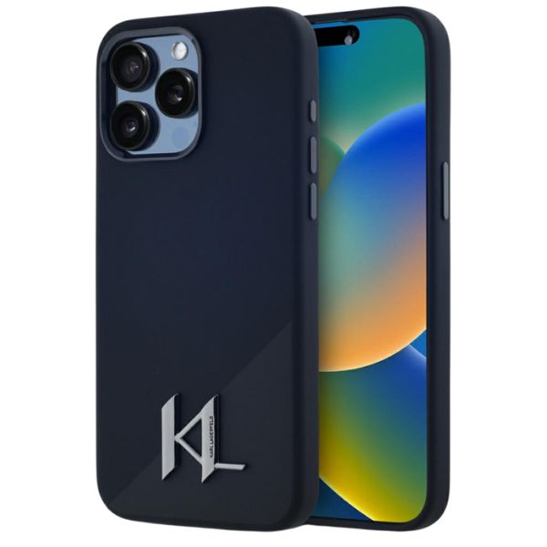 Dėklas Karl Lagerfeld Silicone Shadow Metal Initial MagSafe Apple iPhone 15 Pro Max juodos spalvos aprašymas - Prekės nuotrauka