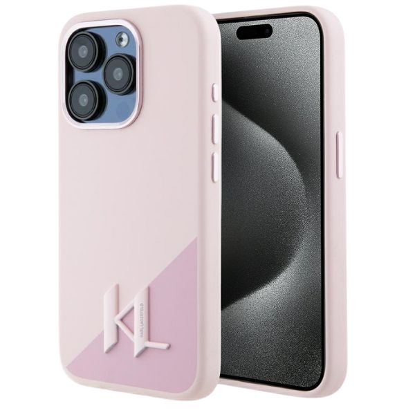Dėklas Karl Lagerfeld Silicone Shadow Metal Initial MagSafe Apple iPhone 15 Pro Max rožinės spalvos aprašymas - Prekės nuotrauka