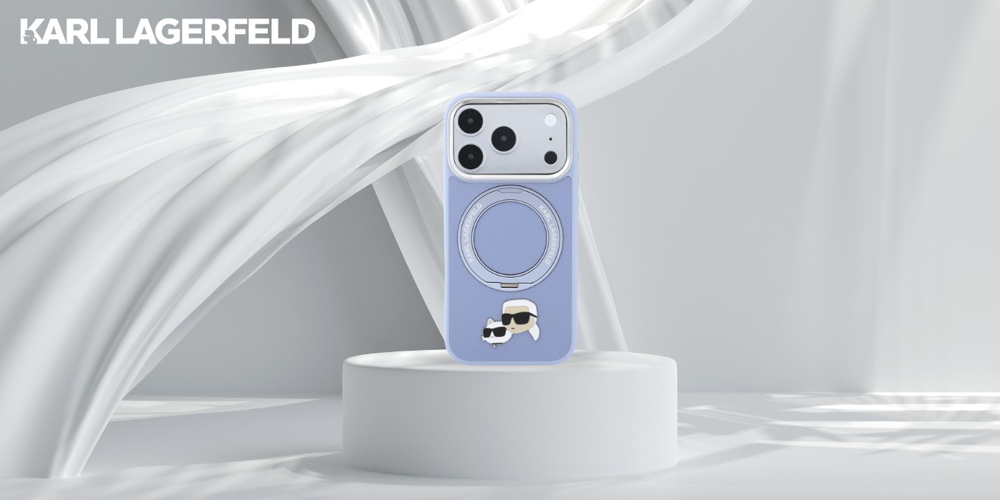 Dėklas Karl Lagerfeld su 360° žiediniu stovu Karl & Choupette Heads Pin MagSafe, skirtas iPhone 18 Pro Max aprašymas - Prekės nuotrauka