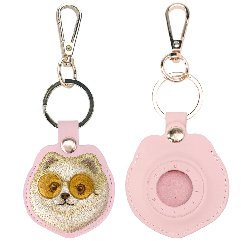 Dėklas locatorr Nimmy Glasses Cool and Cute Dog rožinės spalvos aprašymas - Prekės nuotrauka