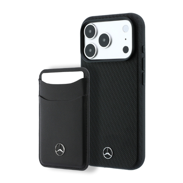 Dėklas Mercedes Grilis Pattern and Card Wallet Leather MagSafe, skirtas iPhone 18 Pro / 17 Pro, juodas aprašymas - Prekės nuotrauka