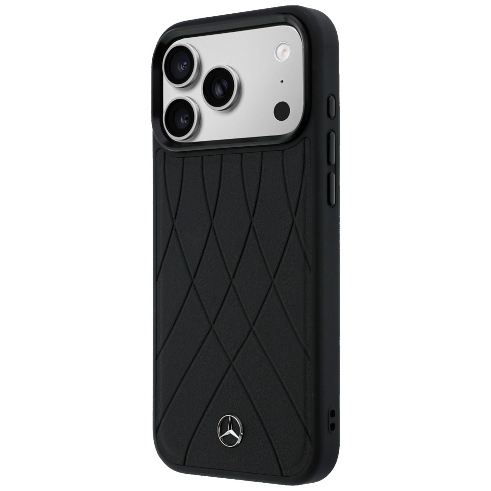 Dėklas Mercedes Leather Crossed Lines MagSafe skirtas iPhone 18 Pro /17 Pro juodas aprašymas - Prekės nuotrauka
