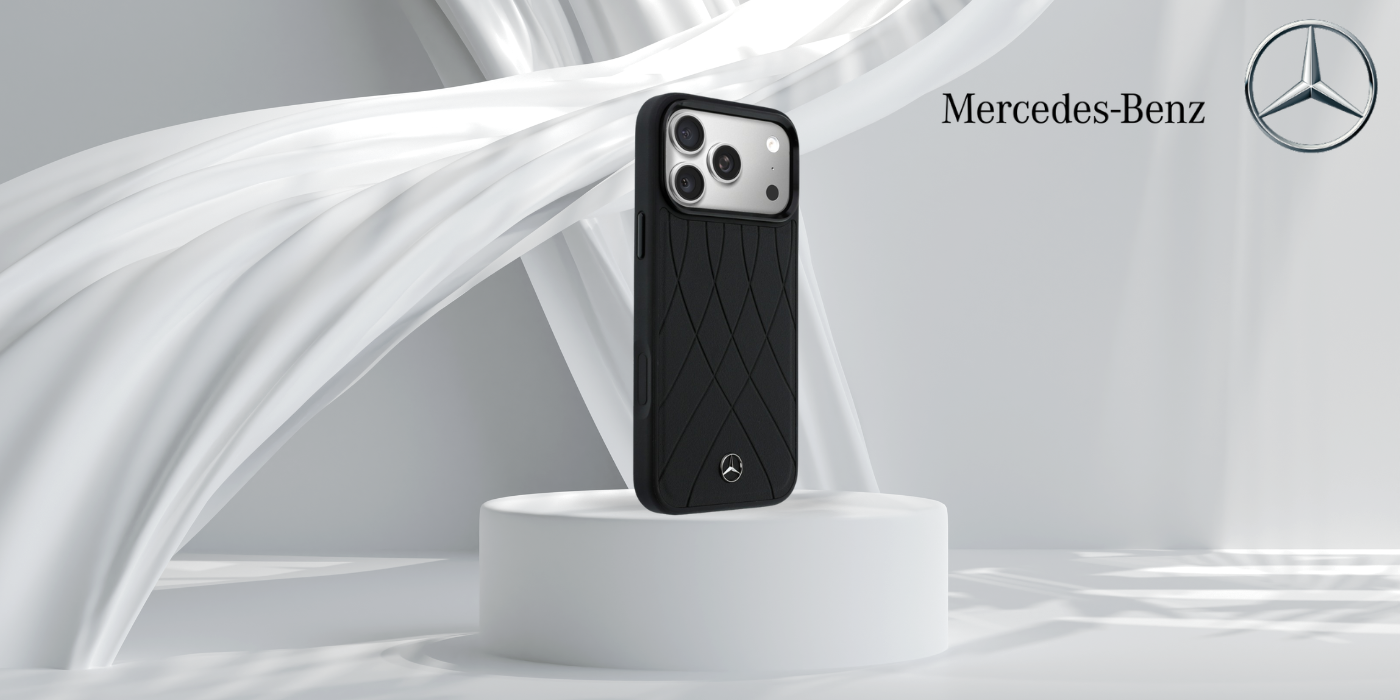 Dėklas Mercedes Leather Crossed Lines MagSafe skirtas iPhone 18 Pro /17 Pro juodas aprašymas - Prekės nuotrauka
