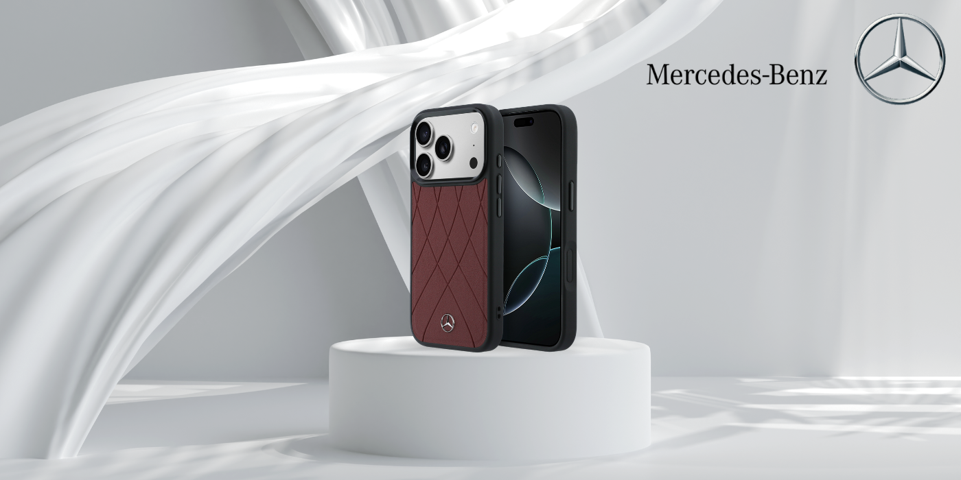 Dėklas Mercedes Leather Crossed Lines MagSafe skirtas iPhone 18 Pro / 17 Pro burgundy aprašymas - Prekės nuotrauka