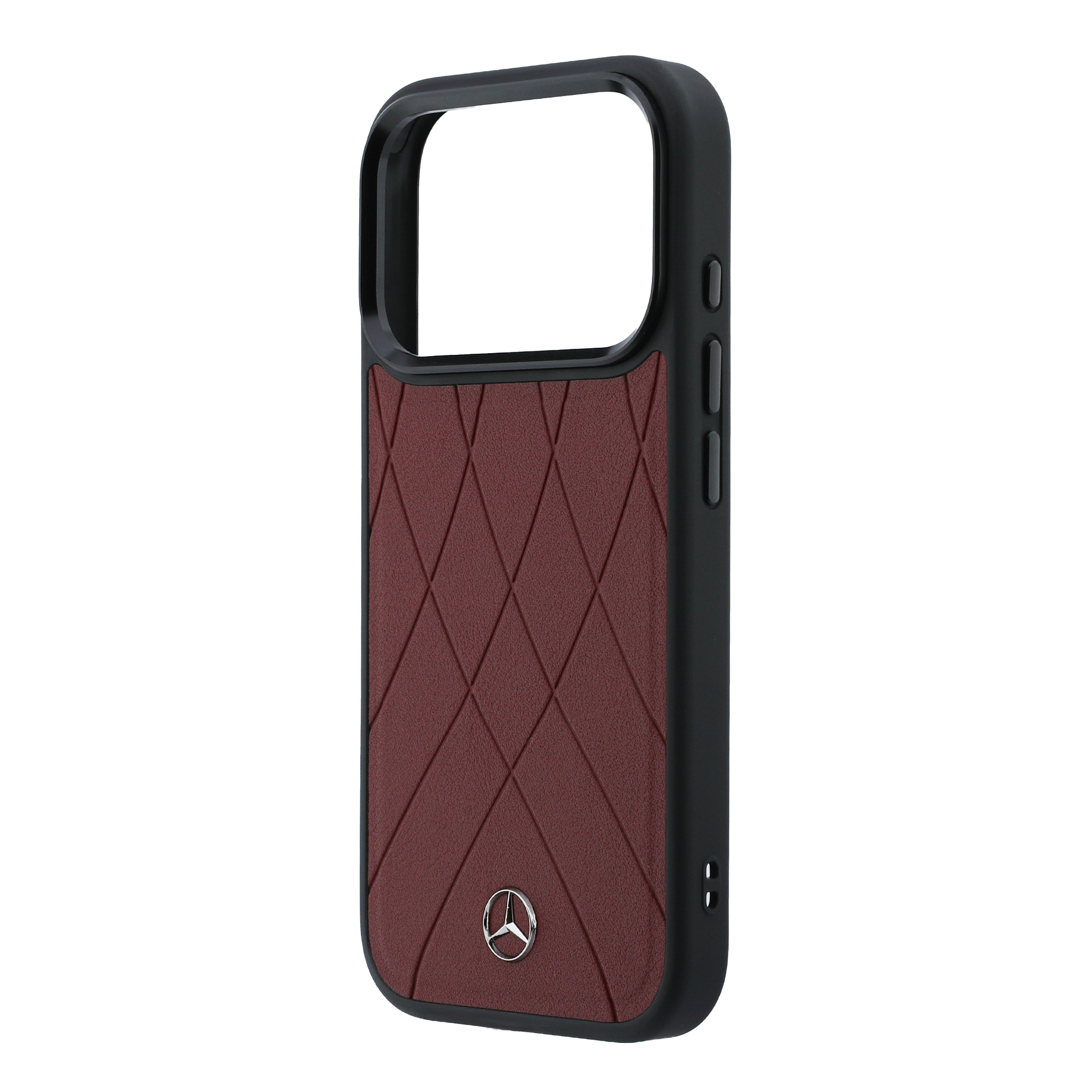 Dėklas Mercedes Leather Crossed Lines MagSafe skirtas iPhone 18 Pro Max / 17 Pro Max burgundy aprašymas - Prekės nuotrauka