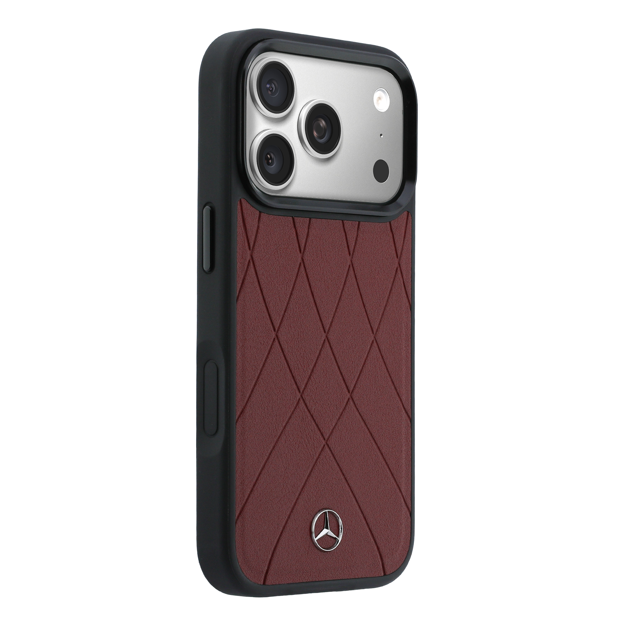 Dėklas Mercedes Leather Crossed Lines MagSafe skirtas iPhone 18 Pro Max / 17 Pro Max burgundy aprašymas - Prekės nuotrauka