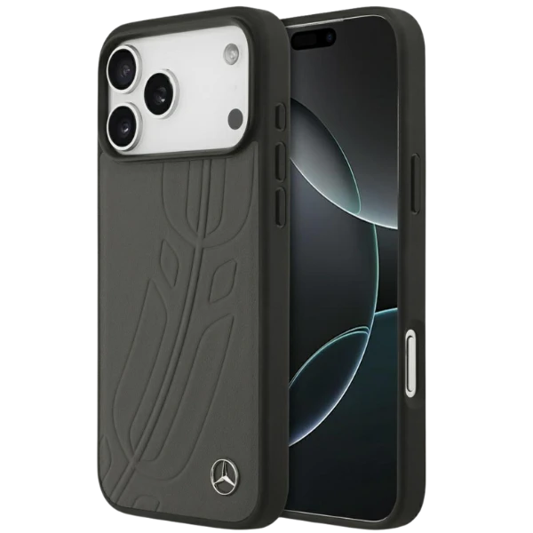 Dėklas Mercedes Leather Large Laurel Leave MagSafe skirtas Apple iPhone 17 Pro Max antracito spalvos aprašymas - Prekės nuotrauka
