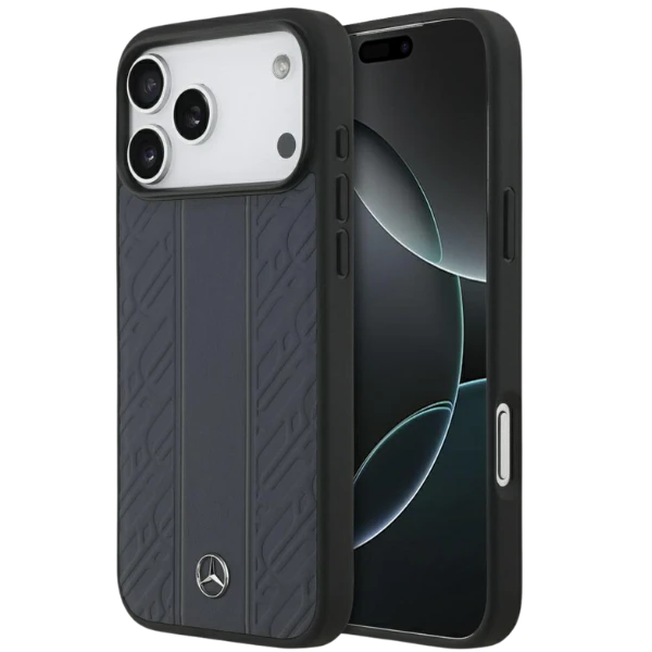 Dėklas Mercedes Leather Laurel Leaves Stripes MagSafe skirtas Apple iPhone 17 Pro Max mėlynos spalvos aprašymas - Prekės nuotrauka