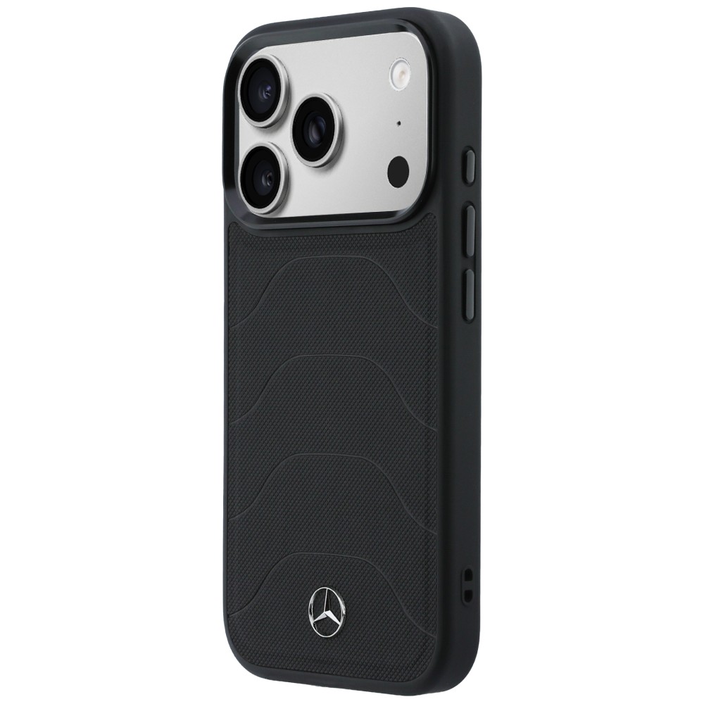 Dėklas Mercedes Leather Mesh with Bow Line MagSafe iPhone 17 Pro juodos spalvos aprašymas - Prekės nuotrauka