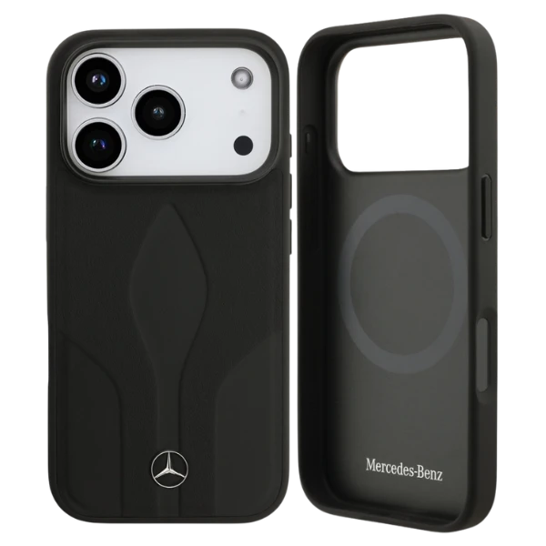 Dėklas Mercedes Leather The Move MagSafe skirtas Apple iPhone 17 Pro juodos spalvos aprašymas - Prekės nuotrauka Dėklas Mercedes Leather The Move MagSafe skirtas Apple iPhone 17 Pro juodos spalvos aprašymas - Prekės nuotrauka