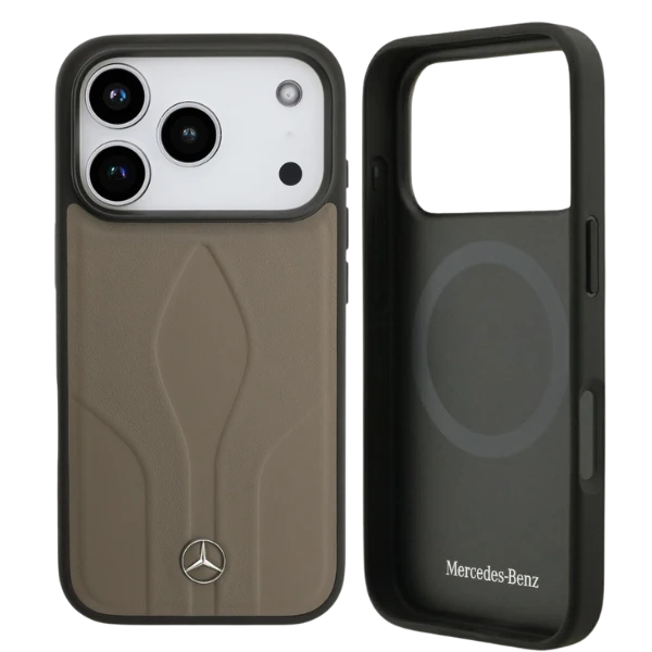 Dėklas Mercedes Leather The Move MagSafe skirtas Apple iPhone 17 Pro taupe aprašymas - Prekės nuotrauka Dėklas Mercedes Leather The Move MagSafe skirtas Apple iPhone 17 Pro taupe aprašymas - Prekės nuotrauka
