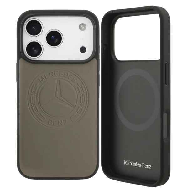 Dėklas Mercedes Leather Vintage Logo MagSafe skirtas Apple iPhone 17 Pro taupe aprašymas - Prekės nuotrauka Dėklas Mercedes Leather Vintage Logo MagSafe skirtas Apple iPhone 17 Pro taupe aprašymas - Prekės nuotrauka