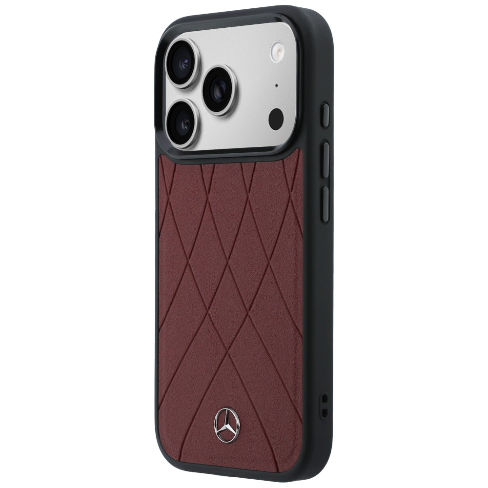 Dėklas Mercedes Leather with Crossed Lines MagSafe iPhone 17 Pro Max raudonas aprašymas - Prekės nuotrauka