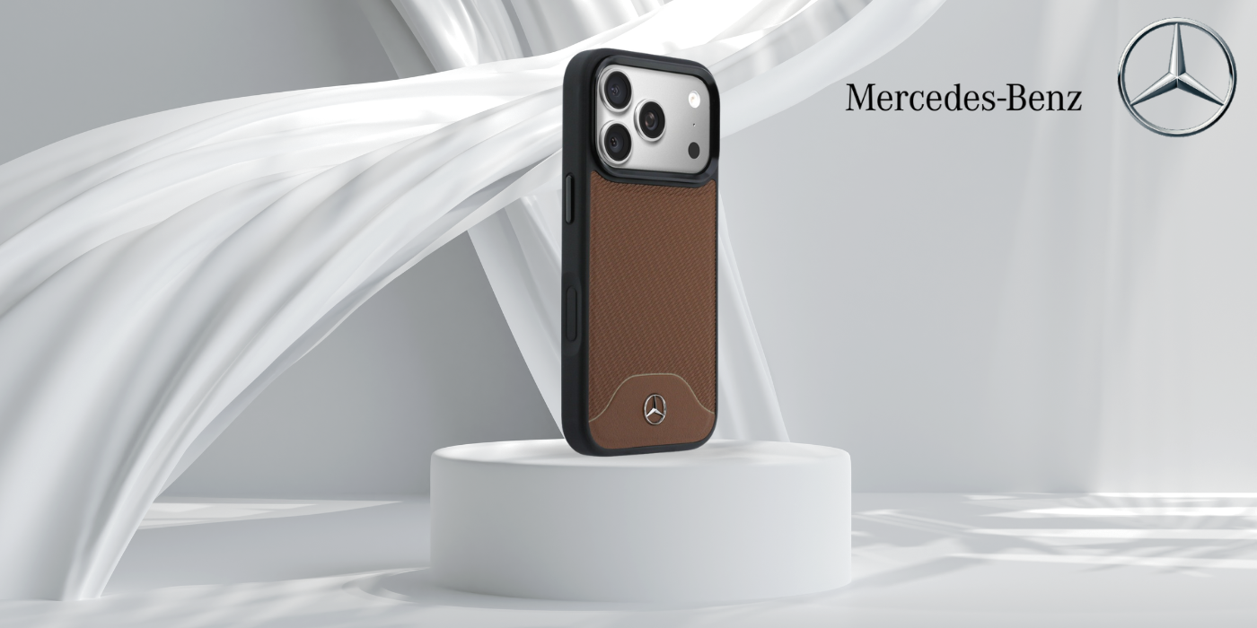 Dėklas Mercedes Leather Wood Effect and Curve MagSafe iPhone 17 Pro Max camel aprašymas - Prekės nuotrauka