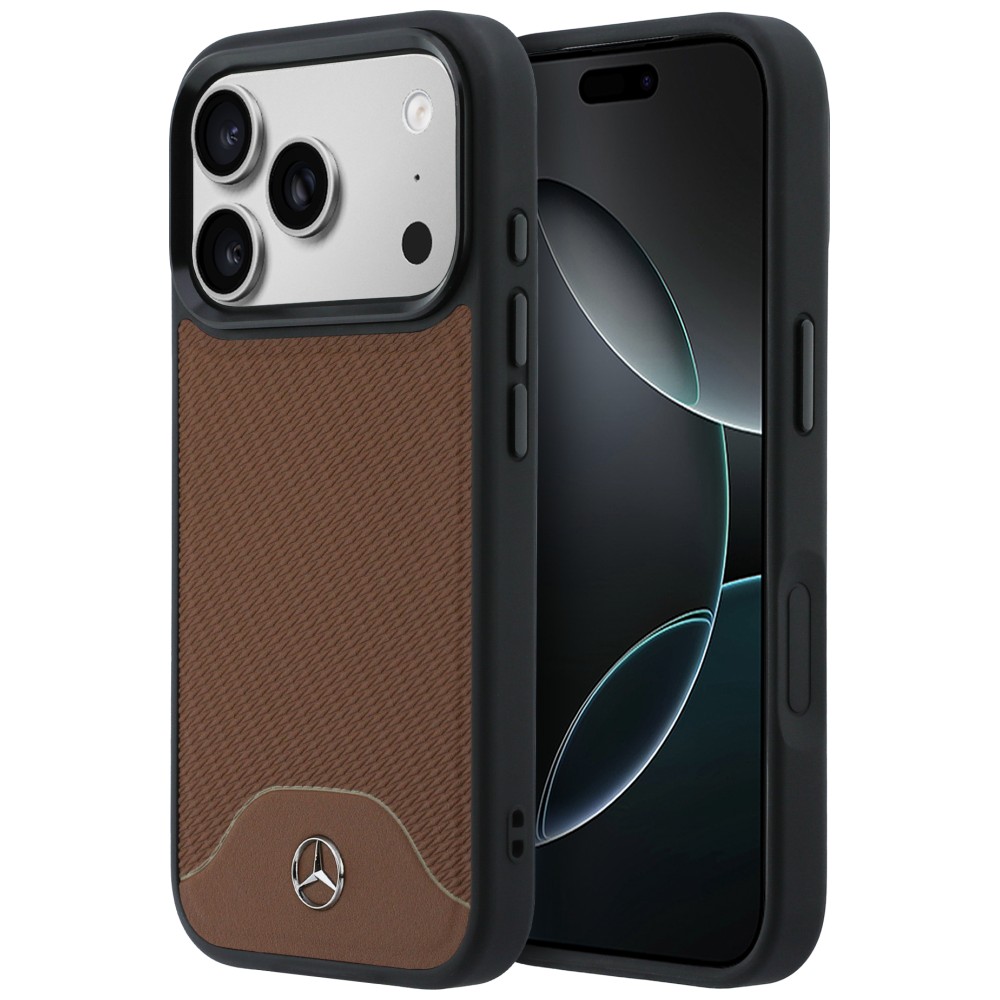 Dėklas Mercedes Leather Wood Effect and Curve MagSafe iPhone 17 Pro Max camel aprašymas - Prekės nuotrauka