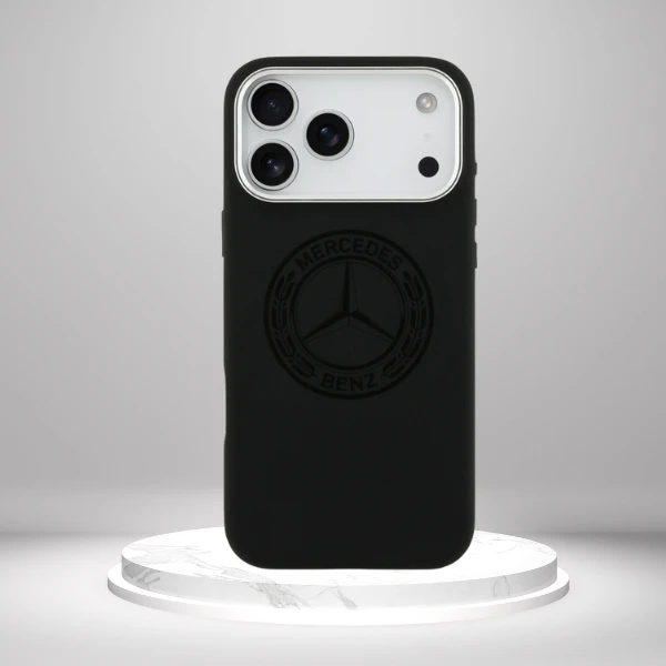 Dėklas Mercedes Silicone Vintage Logo MagSafe skirtas Apple iPhone 17 Pro Max juodas aprašymas - Prekės nuotrauka