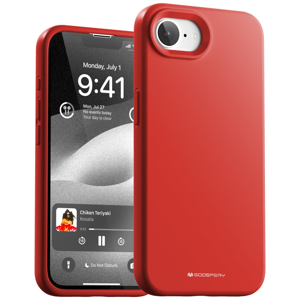 Dėklas Mercury Silicone iPhone 16E / 17e raudonas aprašymas - Prekės nuotrauka