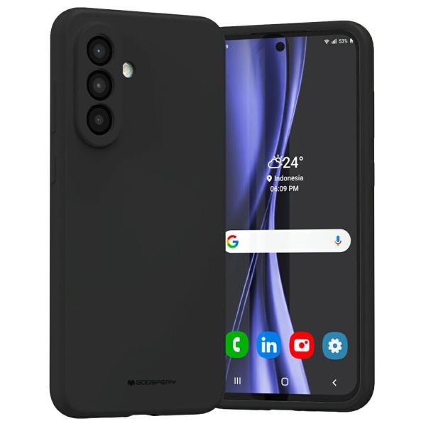 Dėklas Mercury Silicone Samsung Galaxy A56 juodos spalvos aprašymas - Prekės nuotrauka