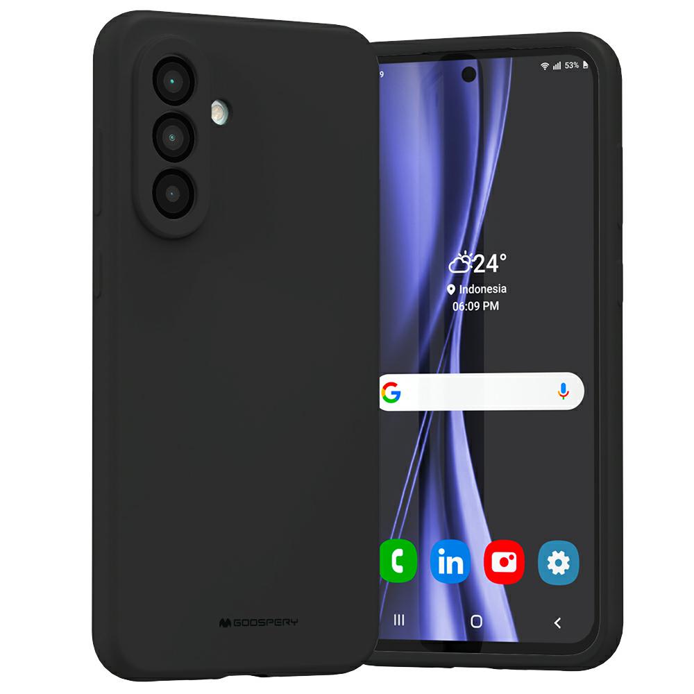 Dėklas Mercury Silicone, skirtas Samsung Galaxy A36, juodos spalvos aprašymas - Prekės nuotrauka