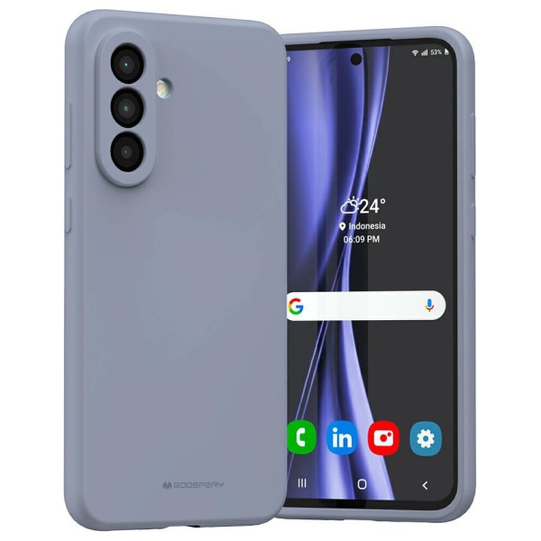 Dėklas Mercury Silicone, skirtas Samsung Galaxy A56, levandų spalvos aprašymas - Prekės nuotrauka