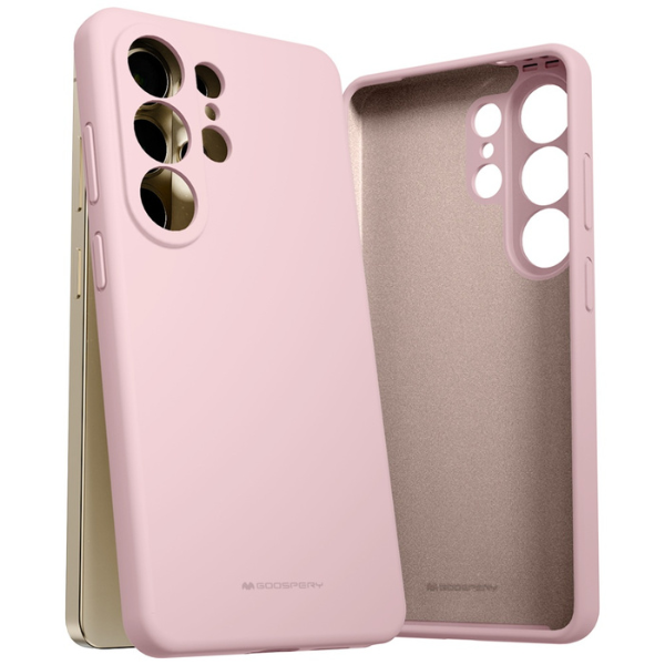 Dėklas Mercury Silicone, skirtas Samsung Galaxy S26 Ultra, rožinio smėlio spalvos aprašymas - Prekės nuotrauka