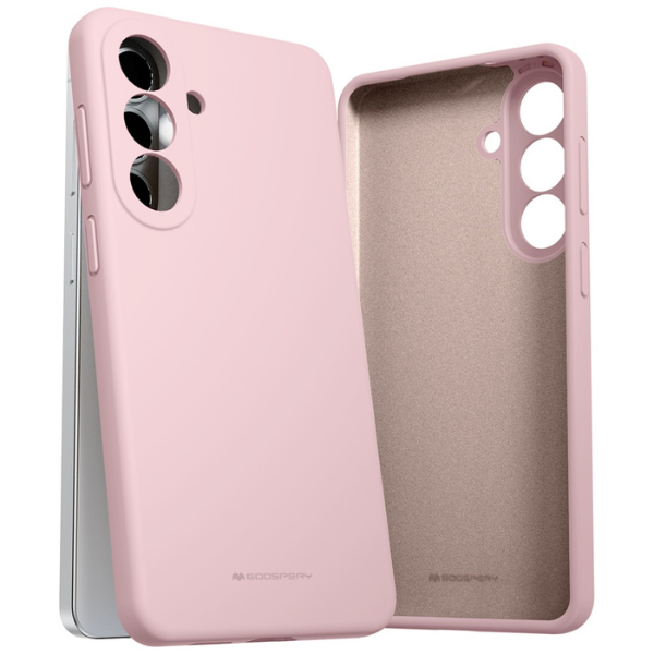 Dėklas Mercury Silicone, skirtas Samsung Galaxy S26+, rožinio smėlio spalvos aprašymas - Prekės nuotrauka