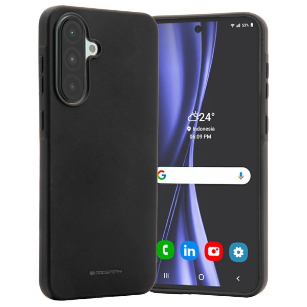 Dėklas Mercury Soft Samsung Galaxy A56 juodos spalvos aprašymas - Prekės nuotrauka Dėklas Mercury Soft Samsung Galaxy A56 juodos spalvos aprašymas - Prekės nuotrauka