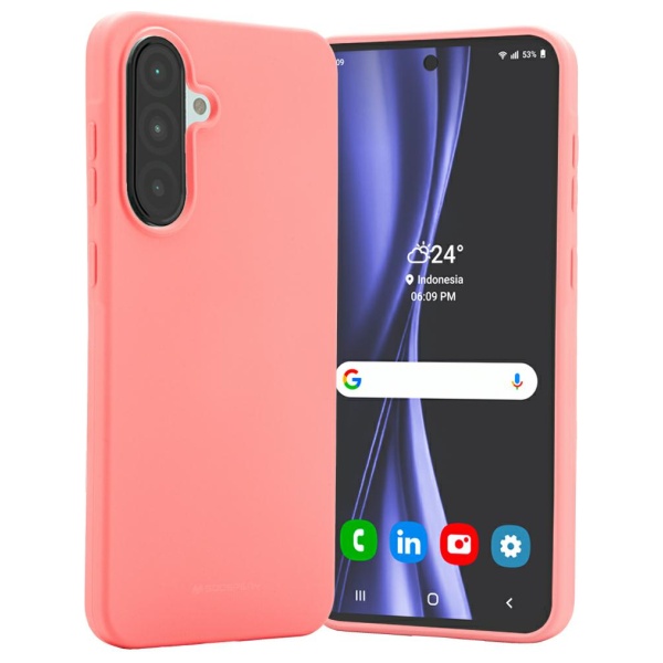 Dėklas Mercury Soft Samsung Galaxy A56 rožinės spalvos aprašymas - Prekės nuotrauka