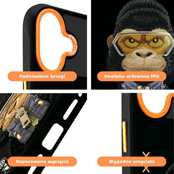 „Nimmy Cool&Cute 2.0 Gorilla“ dėklas, skirtas „iPhone 17“ - Juodas aprašymas - Prekės nuotrauka „Nimmy Cool&Cute 2.0 Gorilla“ dėklas, skirtas „iPhone 17“ - Juodas aprašymas - Prekės nuotrauka