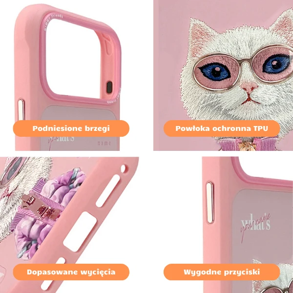 „Nimmy Cool&Cute 2.0“ katės dėklas, skirtas „iPhone 17 Pro Max“ - Rožinė aprašymas - Prekės nuotrauka