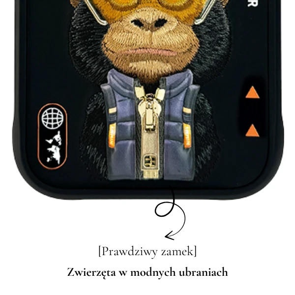 „Nimmy Cool&Cute 2.0 Gorilla“ dėklas, skirtas „iPhone 17 Pro Max“ - Juodas aprašymas - Prekės nuotrauka