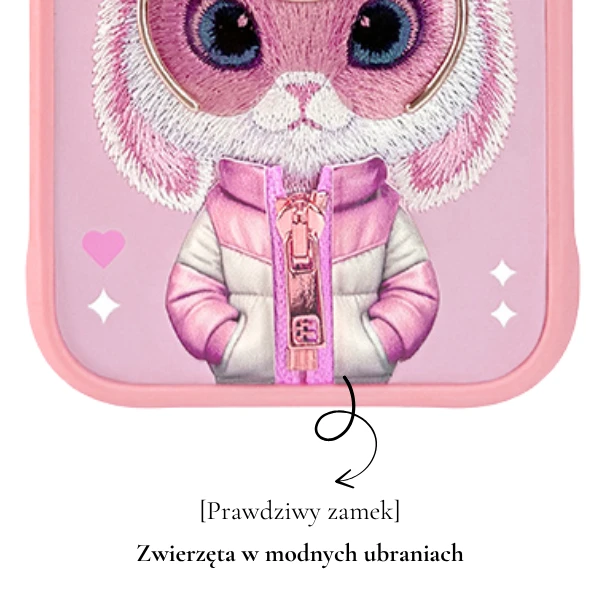 „Nimmy Cool&Cute 2.0“ triušio dėklas, skirtas „iPhone 17 Pro Max“ – rožinis aprašymas - Prekės nuotrauka