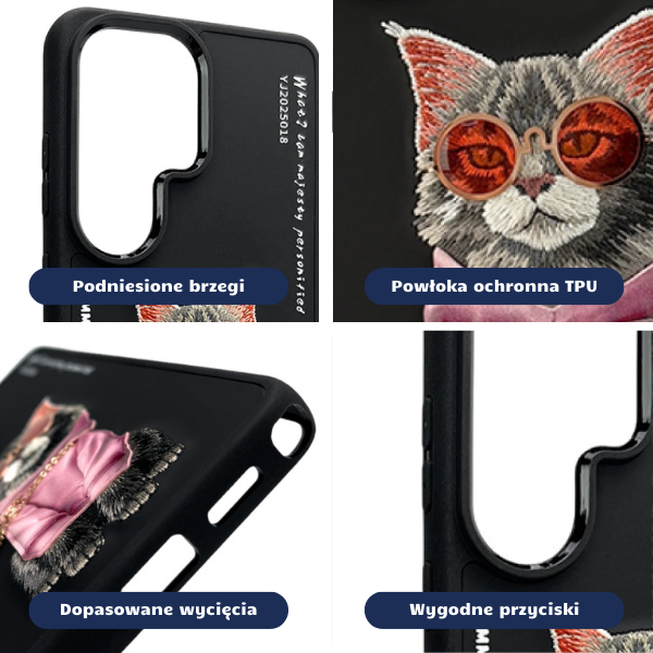 Dėklas Nimmy Glasses Cool Cat, skirtas Samsung Galaxy S26 Ultra, juodas aprašymas - Prekės nuotrauka