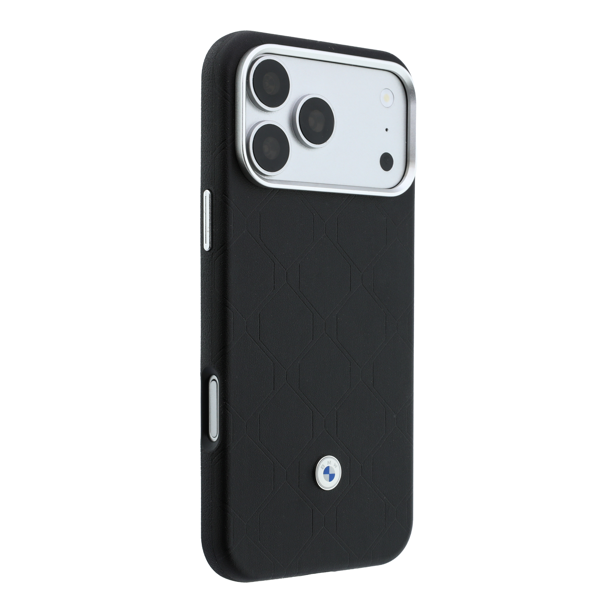 Dėklas + piniginė BMW Quilted Pattern Metal Logo, skirtas iPhone 18 Pro / 17 Pro, juodas aprašymas - Prekės nuotrauka
