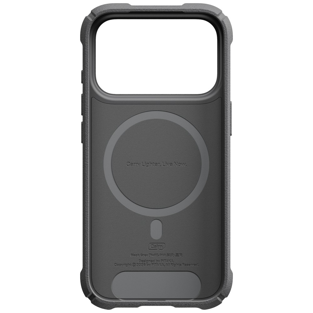 Dėklas PITAKA Cairn Case, skirtas iPhone 18 Pro / 17 Pro, juodas pilkas aprašymas - Prekės nuotrauka