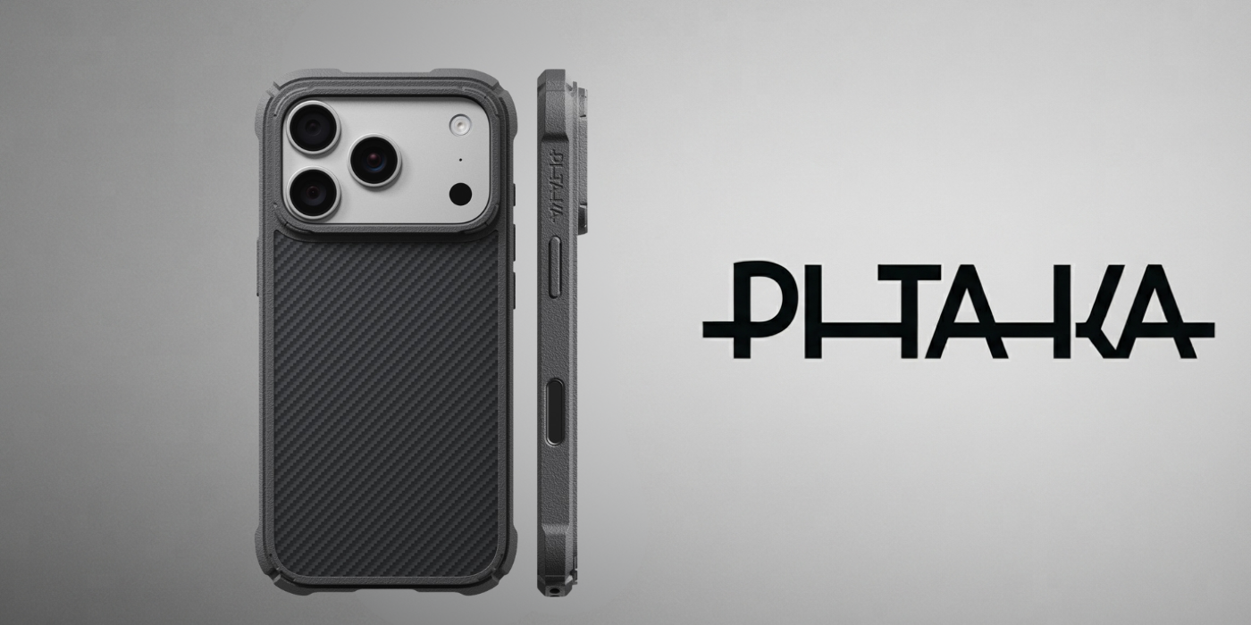 Dėklas PITAKA Cairn Case, skirtas iPhone 18 Pro / 17 Pro, juodas pilkas aprašymas - Prekės nuotrauka