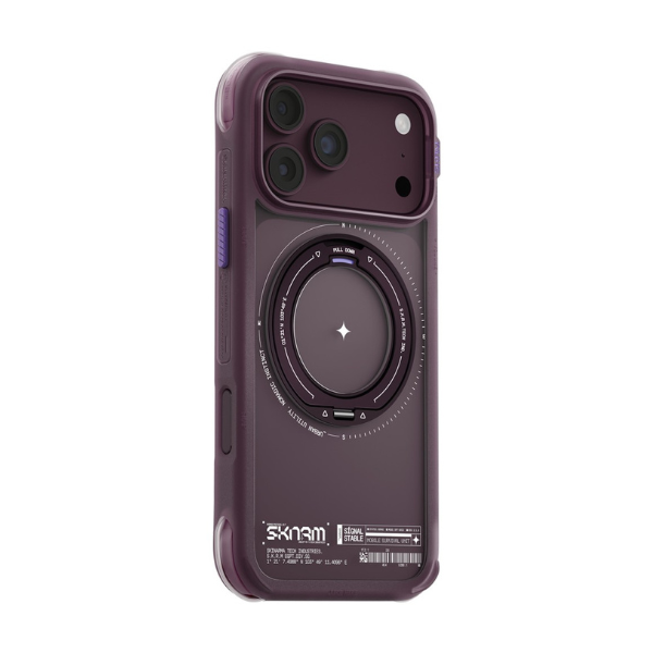 Dėklas Skinarma Atlas MagSafe + besisukantis stovas, skirtas iPhone 18 Pro Max / 17 Pro Max, bordo spalvos aprašymas - Prekės nuotrauka