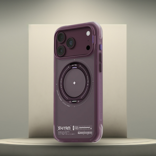 Dėklas Skinarma Atlas MagSafe + besisukantis stovas, skirtas iPhone 18 Pro Max / 17 Pro Max, bordo spalvos aprašymas - Prekės nuotrauka